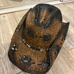 Brown and Black Women's Cowboy Hat